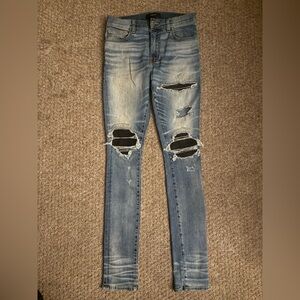 AMIRI MX-1 Destroyed Black Leather Patches